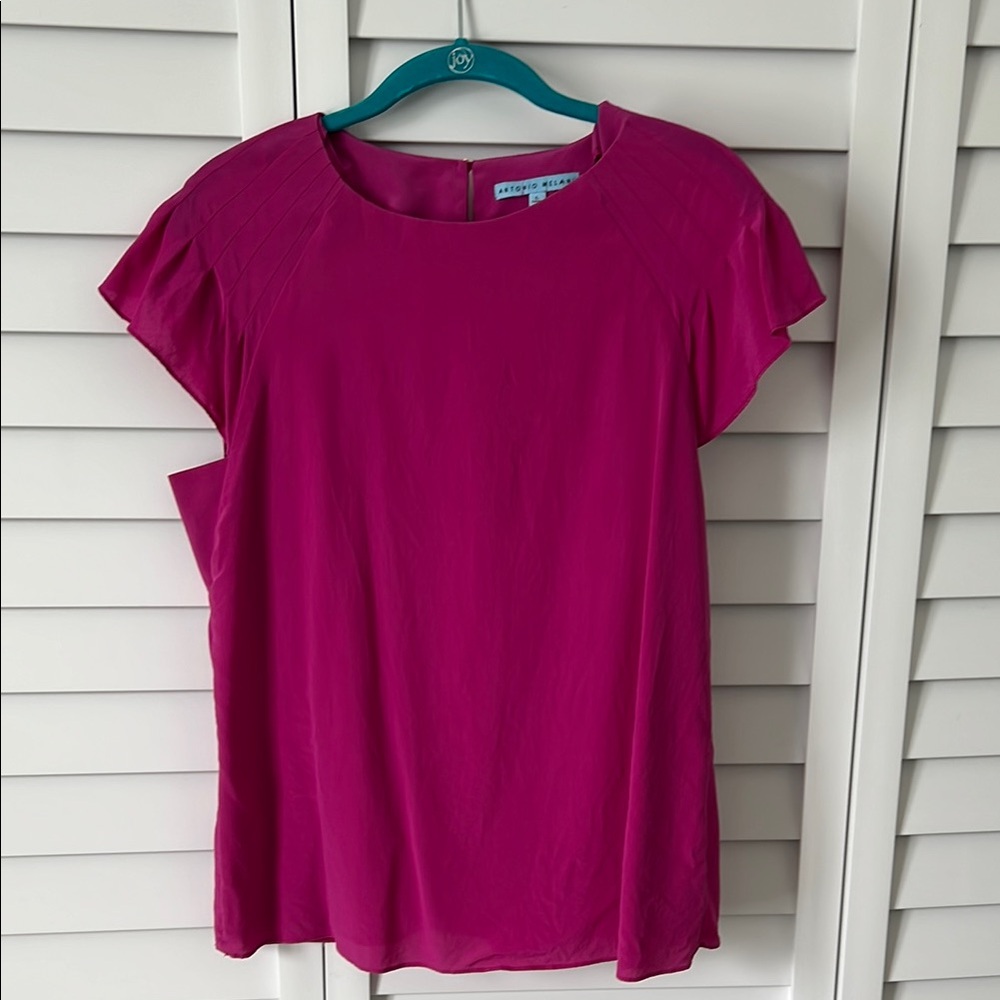 ANTONIO MELANI Pink Cap Sleeve Relaxed Blouse